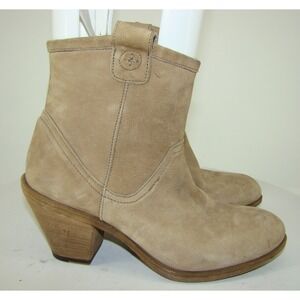 Fiorentini + Baker Boots Suede Leather Western Ankle Boots Tan Size 40   C133